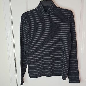 GAP Women's Mockneck Cropped Black Striped  Sweatshirt Size M